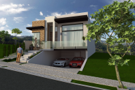 projeto casa térrea alto padrão planta fachada moderna terreno 10×30 garagem subterrânea