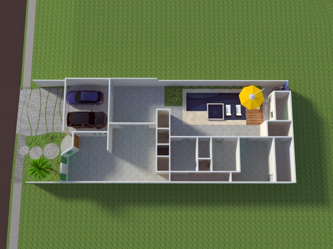 projeto planta construir casa térrea 3 suítes terreno 12x30 arquitetura moderna caixote arquiteto limeira