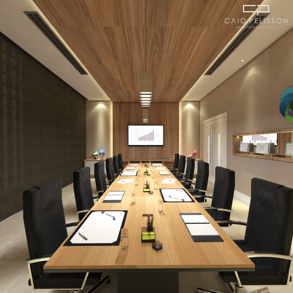 projeto design interiores corporativo sala de convivência empresa moderna