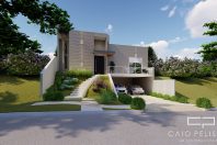 Planta Casa Terrea Terreno Aclive 12×30 Condominio Fundo Alto com Desnivel 3 suites Fachada Moderna