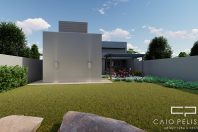 Planta Casa Terrea Terreno Aclive 12×30 Condominio Fundo Alto com Desnivel 3 suites Fachada Moderna