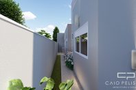 Planta Casa Terrea Terreno Aclive 12×30 Condominio Fundo Alto com Desnivel 3 suites Fachada Moderna