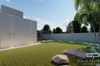 Planta Casa Terrea Terreno Aclive 12×30 Condominio Fundo Alto com Desnivel 3 suites Fachada Moderna
