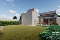 Planta Casa Terrea Terreno Aclive 12×30 Condominio Fundo Alto com Desnivel 3 suites Fachada Moderna