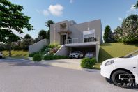 Planta Casa Terrea Terreno Aclive 12×30 Condominio Fundo Alto com Desnivel 3 suites Fachada Moderna